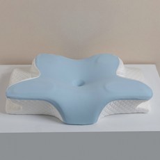 인체공학 메모리폼 경추베개 편한 옆으로 자는 베개 메모리폼 베개 나비 경추 베개 옆잠용 숙면 경추 보호 천천히 복원 숙면 향상 및 경추 건강 보호, 1개, 하늘색