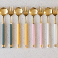 예쁜 골드색 티스푼 과일 치즈 케익 티포크 카페포크, 티스푼-올리브, 티스푼-올리브