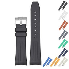 Blancpain X 스와치용 22mm 곡선형 엔드 고무 밴드 Swatch 실리콘 시계 스트랩용 버클이 있는 교체용 밴드 - 다양한 색상 (블랙) 177381
