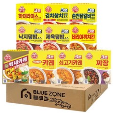 블루존 오뚜기 3분 소스 10종 (백세카레약간매운맛+3분카레+쇠고기카레+3분짜장+낙지덮밥+제육덮밥+데리야끼+하이라이스+김치참치+춘천닭갈비), 30개, 150g