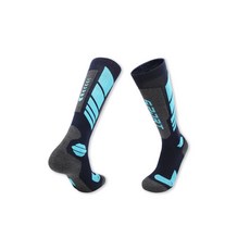 滑雪襪 高筒保暖透氣排汗滑雪襪，加厚襪底緩衝支撐，專業滑雪運動襪, 8203深藍底L, 1套