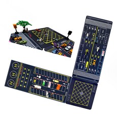 ST認證-台灣道路場景遊戲墊 基本款三件組 1:64 模型車 玩具車地墊 適用Tomica, 台灣道路+停車場+禁止暫停區+ 送小車