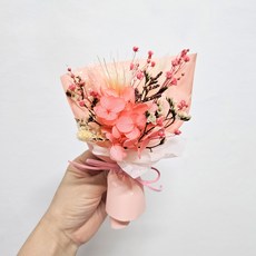봉안당 납골당 시들지않는꽃 프리저브드 수국 미니꽃다발 큐방 부착식 추모꽃다발, 코랄핑크