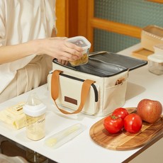 일상생활연구소 보냉백 보냉가방 쿨러백 이유식 도시락, 6.5L, 크림 베이지