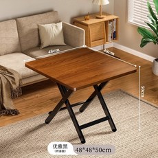 摺疊桌 烤漆腳 簡易家用桌 餐桌 擺攤桌, 黑胡桃色48*48*50【加厚桌面-黑烤, 2人