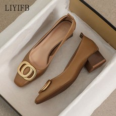 LIYIFB 여성용 펌프스 미들힐구두 4cm 빅사이즈 여성단화 220-265