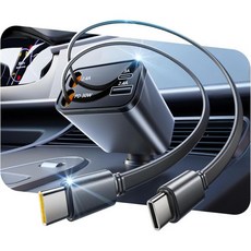 슈퍼원 소형 4in1 리트랙터블 차량 충전기 듀얼 타입 C 케이블 69W 고속 USB 액세서리 핸드폰 17 16 15 14 13 12 갤럭시 픽셀