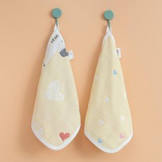 어린이집고리수건 손수건 어린이집수건 어린이수건 유아용 순면 손세정 손목시트 얼굴세정, 1개, 1g, 2줄 세트 [옐로우 시리즈]