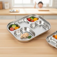 하트식판 유아 스텐 어린이집 휴대용 위생적인 스텐식판, 1개