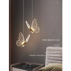 나비 모양 펜던트 조명 침실 인테리어, I_구리 리본 LED 웜라이트 샹들리에
