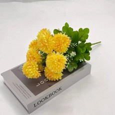 성묘 산소 국화꽃 조화 생화같은 조화꽃다발 2개 납골당 꽃, 1개, 노란색