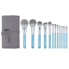 MyDestiny 블루 아이리스 13pcs 메이크업 브러쉬 세트 키트 슈퍼 소프트 파이버 페이스 아이 파운데이션 아이섀도 파우더 브러쉬, brush and bag, 1개
