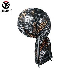 夏季單層薄款海盜帽 街舞騎行頭巾 男士廚房美式運動頭巾 74DTAGT01A, 桔白字母