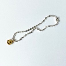 다주드 925 실버 14k 골드 도금 스마일 팬던트 3mm 군벌줄 은 볼 체인 발찌