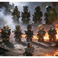 Delta 작전 특수 부대 빌딩 블록 장난감 Veyron Minifigure Dragon New Dark Blue SWAT 손 모델 선물, 열 명의 대원
