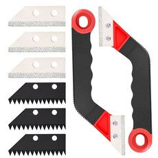 BAISDY 2Pcs 그라우트 제거 도구 타일 청소를 위한 6개의 PCS 추가 교체 블레이드가 있는 앵글 디자인 핸드 톱 제거기