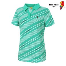 (여성)사선 패턴 트임 넥 카라 반팔 티셔츠_MLW2TS24