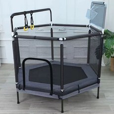 실내 트램폴린 키즈 트램펄린 점핑보드 접이식 안전가드형 방방이 놀이터 점프침대, 1.6m 그레이+농구대+50개볼+스펀지패드+링
