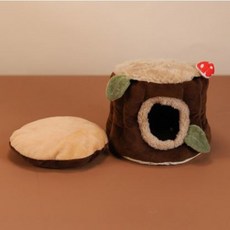 통나무포치 토끼 기니피그 고슴도치 친칠라 다람쥐 햄스터 극세사 겨울 은신처 하우스 보온 은신처 포치, 1개