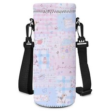 AUPET 물병 슬링 백 캐리어 크로스바디 슬리브 단열 네오프렌 병 케이스 홀더 파우치 커버 500ML/17온스 어깨 스트랩 포함 산책용 여성 남성 (럭키 도그), AUPET 물병 슬링 백 캐리어 크로스바디 슬리브, 단