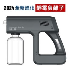 《2024新升級納米級靜電噴霧》酒精消毒槍紅外人體感應酒精噴霧機 手持無線藍光噴霧器 酒精殺菌消毒噴霧機, 靜電負離子●人體感應●可定時【防護灰】, 靜電負離子●人體感應●可定時【防護灰】
