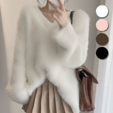 핏몬 루즈핏 포근 앙고라 도톰 브이넥 롱 니트