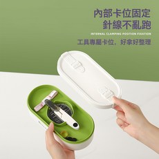 DIU 針線盒家用套裝24件套居家日用手縫針線包多功能便攜針線收納盒子, 1個, 高級白:DC-5632