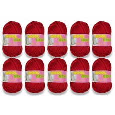 [가성비/인기템] 포근한 울베어 아크릴 뜨개실 10볼 세트 겨울 목도리/모자/수세미실 DIY 손뜨개 두꺼운 털실, 10개, 진빨강