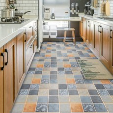 可開發票 廚房地板貼 加厚10米廚房自粘地板貼紙浴室防水防滑衛生間耐磨瓷磚地面翻新貼, 10米x60cm寬，加厚地板貼D812【,大