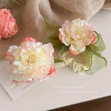 牡丹花朵髮飾髮夾髮圈, 1個, 牡丹2件