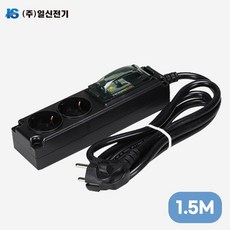 KS 일신 국산 고용량 2구 멀티탭 콘센트 4000W 온풍기 히터 에어컨, 1개, 블랙, 1.5m