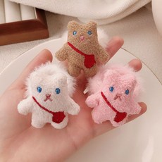 귀여운 곰 인형 헤어끈 봉제 캐릭터 머리끈 고탄력 스크런치 데일리 헤어악세사리