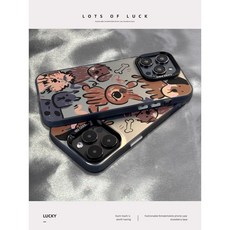 桃園出貨-塗鴉狗狗適用蘋果16pm小衆15/14/13/12鐳射大孔11鐳射彩銀7耐臟xr, 鐳射彩銀-透綠-NN50英文kt貓小熊,iPhone 14 Pro