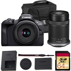 캐논 EOS R100 미러리스 카메라 RFS 1845mm f4.56.3 IS STM 렌즈 | 24.1메가픽셀 APSC CMOS 센서 듀얼 픽셀 오토포커스 풀 HD 비디오 초보자, Canon w/ 18-45mm 및 55-210mm 렌즈