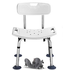 【KIDS PARK】鋁合金洗澡椅：防滑、可調高度、孕婦/老人適用沐浴椅, 1箱, 白-不可折疊，吸盤款