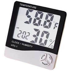 HTC-1 多功能電子鬧鐘溫濕度計, 1個, 白色