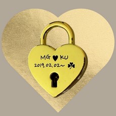 무료각인 남산 자물쇠 하트 남산타워 사랑의 커플 기념일, 유광골드, 1개