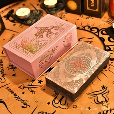 FBWL 78張金色經典韋特塔羅牌套裝，金箔PET防水材質，普及版羅牌，初學者入門首選, 1個, 純金日月星,【普通款】中文手冊+電子書