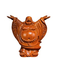 黑檀木雕彌勒佛像擺件 實木雕刻 大肚笑佛, 花梨整木精雕