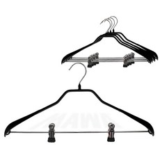 Mawa Reston Lloyd BodyForm 시리즈 미끄럼 방지 공간 절약형 옷걸이 바지 또는 스커트용 클립 2개 스타일 42/LK 5개 세트 블랙