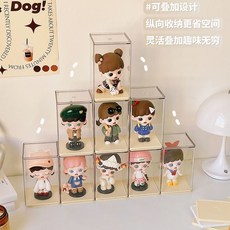 加高加厚超透娃娃手辦盲盒展示架泡泡瑪特亞克力收納盒精緻展示盒, 1個, 隨機單個裝,【加高加厚】超透明手辦盒