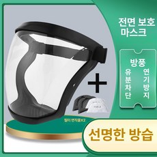 캡마스크 전면 투명 보호 안면가리개 김서림방지 작업용 방진 페이스쉴드, 업그레이드 필터패드10개포함 블랙 2쌍, 1개, 1개입