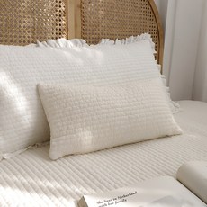 베개커버 피그먼트 60수 아사면 20x40 줄누빔, 아이보리(커버단품)