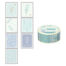 莫莫日貨 LABCLIP日本花卉系列郵票造型紙膠帶 (共3款) 日本和紙 票孔設計 手帳裝飾, 1個, 03.粉蝶花 MDKMNF