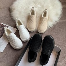 여성 겨울 퀼팅 안감 슬립온 편안한 신발