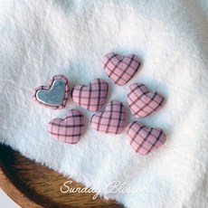 18mm 배색 체크 하트 싸개단추 장식용 리본공예 부자재 수선 예쁜단추, 1개, 02. 다크핑크