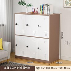 루미브릿지 관물함 캐비넷 사무실 수납장, 0.9mm, 6문 커피+화이트 자석문