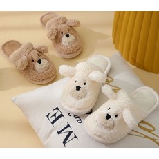 겨율 곰돌이 양털 슬리퍼 실내화 2컬러 캐릭터 방한 뽀끌이 슬립온 사무실