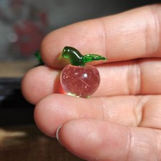 手工玻璃微縮仿真小果子擺飾 (粉色 綠色 黃色 紅色), 粉透色 寬度約1.5cm