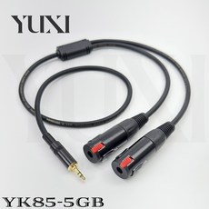 YUXI 音源轉接線 3.5mm轉雙6.5mm母座, 1個, 3.5直頭雙聲訊號一分二,總長3米=主線2.5米+分岔50公分, 黑色鍍黑烤漆，紅色為右聲道，黑色為左聲道